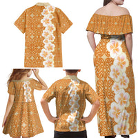 Personalised Tufi Tapa and Tattoo Festival Family Matching Off Shoulder Maxi Dress and Hawaiian Shirt Oro Tapa Cloth With Plumeria LT14 - Polynesian Pride