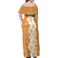 Personalised Tufi Tapa and Tattoo Festival Family Matching Off Shoulder Maxi Dress and Hawaiian Shirt Oro Tapa Cloth With Plumeria LT14 - Polynesian Pride