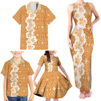 Personalised Tufi Tapa and Tattoo Festival Family Matching Tank Maxi Dress and Hawaiian Shirt Oro Tapa Cloth With Plumeria LT14 - Polynesian Pride