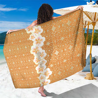 Personalised Tufi Tapa and Tattoo Festival Sarong Oro Tapa Cloth With Plumeria LT14 One Size 44 x 66 inches Brown - Polynesian Pride