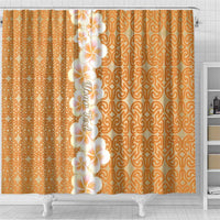 Personalised Tufi Tapa and Tattoo Festival Shower Curtain Oro Tapa Cloth With Plumeria LT14 - Polynesian Pride