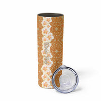 Personalised Tufi Tapa and Tattoo Festival Skinny Tumbler Oro Tapa Cloth With Plumeria LT14 - Polynesian Pride