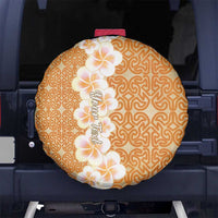 Personalised Tufi Tapa and Tattoo Festival Spare Tire Cover Oro Tapa Cloth With Plumeria LT14 No hole Brown - Polynesian Pride