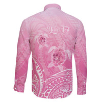 Personalised Polynesia Breast Cancer Awareness Family Matching Long Sleeve Bodycon Dress and Hawaiian Shirt No One Fights Alone Turtle Ribbon - Pink Version LT14 - Polynesian Pride