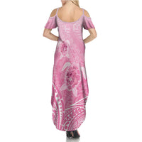 Personalised Polynesia Breast Cancer Awareness Family Matching Summer Maxi Dress and Hawaiian Shirt No One Fights Alone Turtle Ribbon - Pink Version LT14 - Polynesian Pride