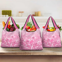 Personalised Polynesia Breast Cancer Awareness Grocery Bag No One Fights Alone Turtle Ribbon - Pink Version