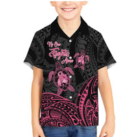 Personalised Polynesia Breast Cancer Awareness Family Matching Mermaid Dress and Hawaiian Shirt No One Fights Alone Turtle Ribbon - Black Version LT14 Son's Shirt Black - Polynesian Pride