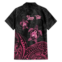 Personalised Polynesia Breast Cancer Awareness Family Matching Off Shoulder Maxi Dress and Hawaiian Shirt No One Fights Alone Turtle Ribbon - Black Version LT14 - Polynesian Pride