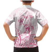 Personalised Polynesia Breast Cancer Awareness Family Matching Mermaid Dress and Hawaiian Shirt No One Fights Alone Turtle Ribbon - White Version LT14 - Polynesian Pride