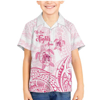 Personalised Polynesia Breast Cancer Awareness Family Matching Mermaid Dress and Hawaiian Shirt No One Fights Alone Turtle Ribbon - White Version LT14 Son's Shirt White - Polynesian Pride