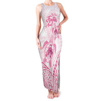 Personalised Polynesia Breast Cancer Awareness Family Matching Tank Maxi Dress and Hawaiian Shirt No One Fights Alone Turtle Ribbon - White Version LT14 Mom's Dress White - Polynesian Pride
