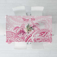 Personalised Polynesia Breast Cancer Awareness Tablecloth No One Fights Alone Turtle Ribbon - White Version LT14 White - Polynesian Pride