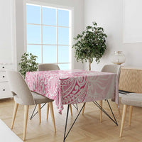 Personalised Polynesia Breast Cancer Awareness Tablecloth No One Fights Alone Turtle Ribbon - White Version LT14 - Polynesian Pride