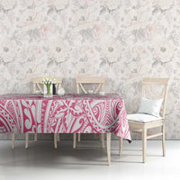 Personalised Polynesia Breast Cancer Awareness Tablecloth No One Fights Alone Turtle Ribbon - White Version LT14 - Polynesian Pride
