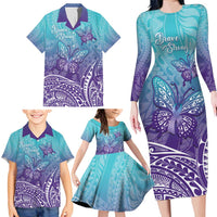 Polynesia Suicide Prevention Month Family Matching Long Sleeve Bodycon Dress and Hawaiian Shirt Butterfly Purple And Teal Ribbon Tomorrow Needs You LT14 - Polynesian Pride