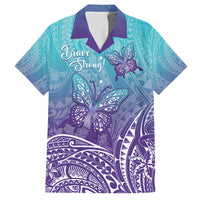 Polynesia Suicide Prevention Month Family Matching Off Shoulder Maxi Dress and Hawaiian Shirt Butterfly Purple And Teal Ribbon Tomorrow Needs You LT14 Dad's Shirt - Short Sleeve Teal - Polynesian Pride