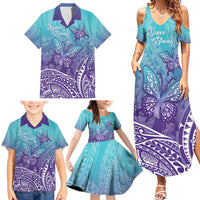 Polynesia Suicide Prevention Month Family Matching Summer Maxi Dress and Hawaiian Shirt Butterfly Purple And Teal Ribbon Tomorrow Needs You LT14 - Polynesian Pride