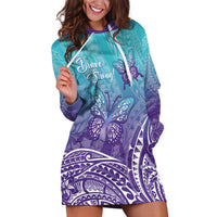 Polynesia Suicide Prevention Month Hoodie Dress Butterfly Purple And Teal Ribbon Tomorrow Needs You LT14 Teal - Polynesian Pride