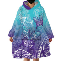 Polynesia Suicide Prevention Month Wearable Blanket Hoodie Butterfly Purple And Teal Ribbon Tomorrow Needs You LT14 - Polynesian Pride