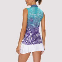 Polynesia Suicide Prevention Month Women Sleeveless Polo Shirt Butterfly Purple And Teal Ribbon Tomorrow Needs You LT14 - Polynesian Pride