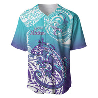 Personalised New Zealand Suicide Prevention Month Baseball Jersey You Matter NZ Fern With Maori Koru Lizard LT14 Teal - Polynesian Pride