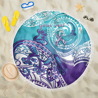 Personalised New Zealand Suicide Prevention Month Beach Blanket You Matter NZ Fern With Maori Koru Lizard LT14 One Size 150cm Teal - Polynesian Pride