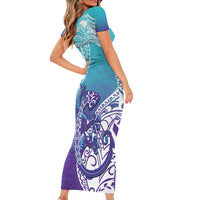 Personalised New Zealand Suicide Prevention Month Family Matching Short Sleeve Bodycon Dress and Hawaiian Shirt You Matter NZ Fern With Maori Koru Lizard LT14 - Polynesian Pride