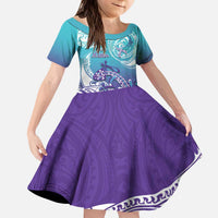 Personalised New Zealand Suicide Prevention Month Kid Short Sleeve Dress You Matter NZ Fern With Maori Koru Lizard LT14 KID Teal - Polynesian Pride
