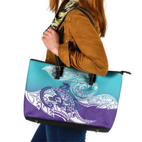 Personalised New Zealand Suicide Prevention Month Leather Tote Bag You Matter NZ Fern With Maori Koru Lizard LT14 Teal - Polynesian Pride
