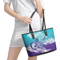 Personalised New Zealand Suicide Prevention Month Leather Tote Bag You Matter NZ Fern With Maori Koru Lizard LT14 - Polynesian Pride