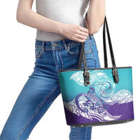 Personalised New Zealand Suicide Prevention Month Leather Tote Bag You Matter NZ Fern With Maori Koru Lizard LT14 - Polynesian Pride