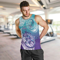 Personalised New Zealand Suicide Prevention Month Men Tank Top You Matter NZ Fern With Maori Koru Lizard LT14 Teal - Polynesian Pride