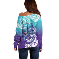 Personalised New Zealand Suicide Prevention Month Off Shoulder Sweater You Matter NZ Fern With Maori Koru Lizard LT14 - Polynesian Pride