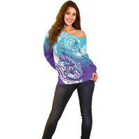 Personalised New Zealand Suicide Prevention Month Off Shoulder Sweater You Matter NZ Fern With Maori Koru Lizard LT14 - Polynesian Pride