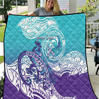Personalised New Zealand Suicide Prevention Month Quilt You Matter NZ Fern With Maori Koru Lizard LT14 Teal - Polynesian Pride