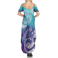 Personalised New Zealand Suicide Prevention Month Summer Maxi Dress You Matter NZ Fern With Maori Koru Lizard LT14 - Polynesian Pride