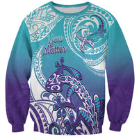 Personalised New Zealand Suicide Prevention Month Sweatshirt You Matter NZ Fern With Maori Koru Lizard LT14 Unisex Teal - Polynesian Pride