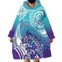 Personalised New Zealand Suicide Prevention Month Wearable Blanket Hoodie You Matter NZ Fern With Maori Koru Lizard LT14 - Polynesian Pride