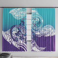 Personalised New Zealand Suicide Prevention Month Window Curtain You Matter NZ Fern With Maori Koru Lizard LT14 With Hooks Teal - Polynesian Pride
