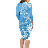 Personalised New Zealand Autism Awareness Family Matching Long Sleeve Bodycon Dress and Hawaiian Shirt NZ Fern With Maori Koru Lizard LT14 - Polynesian Pride