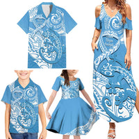 Personalised New Zealand Autism Awareness Family Matching Summer Maxi Dress and Hawaiian Shirt NZ Fern With Maori Koru Lizard LT14 - Polynesian Pride