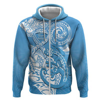 Personalised New Zealand Autism Awareness Hoodie NZ Fern With Maori Koru Lizard LT14 Zip Hoodie Blue - Polynesian Pride
