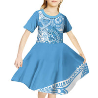 Personalised New Zealand Autism Awareness Kid Short Sleeve Dress NZ Fern With Maori Koru Lizard LT14 - Polynesian Pride