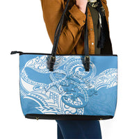Personalised New Zealand Autism Awareness Leather Tote Bag NZ Fern With Maori Koru Lizard LT14 - Polynesian Pride