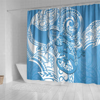 Personalised New Zealand Autism Awareness Shower Curtain NZ Fern With Maori Koru Lizard LT14 - Polynesian Pride