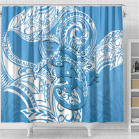 Personalised New Zealand Autism Awareness Shower Curtain NZ Fern With Maori Koru Lizard LT14 - Polynesian Pride