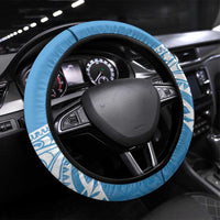 New Zealand Autism Awareness Steering Wheel Cover NZ Fern With Maori Koru Lizard LT14 Universal Fit Blue - Polynesian Pride
