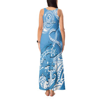Personalised New Zealand Autism Awareness Tank Maxi Dress NZ Fern With Maori Koru Lizard LT14 - Polynesian Pride