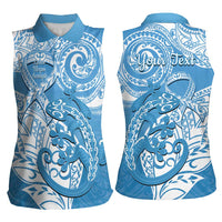 Personalised New Zealand Autism Awareness Women Sleeveless Polo Shirt NZ Fern With Maori Koru Lizard LT14 - Polynesian Pride
