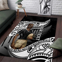 Custom New Zealand Silver Fern Rugby Area Rug 2024 Aotearoa Maori Mascot Go All Black LT14 Black - Polynesian Pride